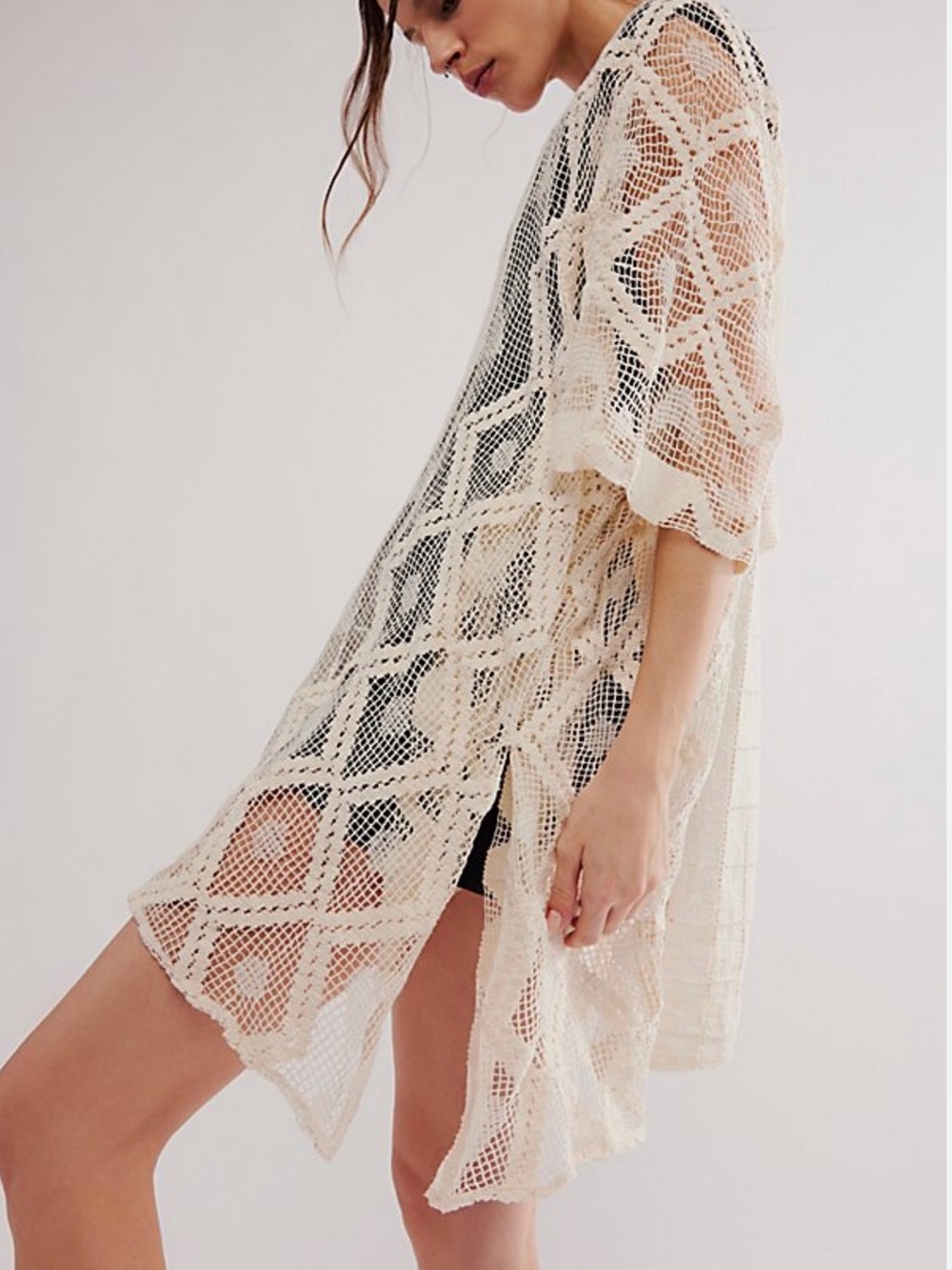 Free People Sunshine Crochet Kaftan Cover-Up ~ OS - Picture 4 of 6